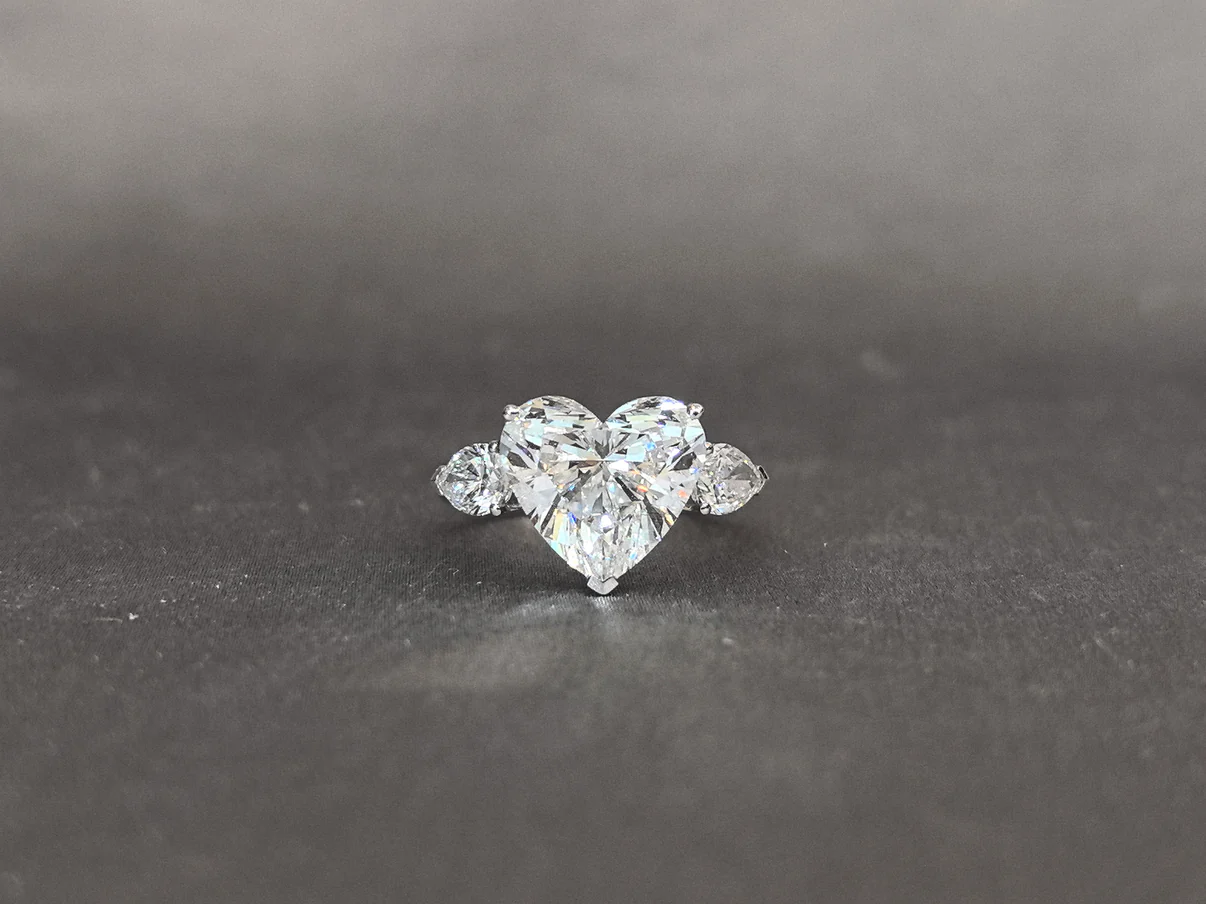 a81df6606140cfbf973929ccfcb42acf Heart & Pear Three-Stone Ring | Symbolic Romance | Unique Diamond Composition | Lab-Grown - Image 1