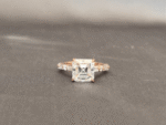 Asscher Cut Lab Diamond Half Paved Ring | Mixed Cuts | 18K Gold | Architectural Elegance