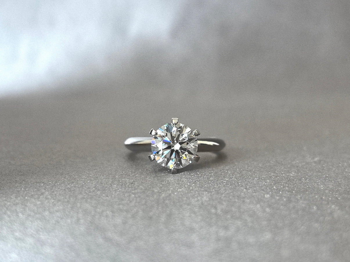 ff94a1818d7017e12af9a2e8d532b61a Round Solitaire Six-Claw Ring | Classic Plain Band | Timeless Design | Lab-Grown Diamond - Image 1