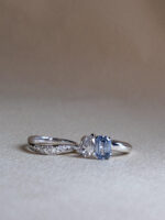1.2ct Pear & 1.6ct Emerald-Cut Blue Diamond Lab-Grown Ring in 14K White Gold - Image 4