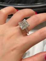 10-Carat Lab-Grown Asscher-Cut Diamond Halo Ring: E Color, VS1 Clarity in 14K White Gold - Image 5