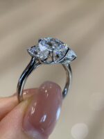 2-Carat Three-Stone Lab Grown Emerald Diamond Ring: E Color, VVS2 Clarity in 14K Gold - Image 2