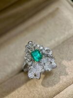1.2ct Lab-Grown Emerald Floral Statement Ring - Image 2