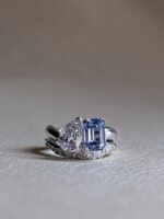 1.2ct Pear & 1.6ct Emerald-Cut Blue Diamond Lab-Grown Ring in 14K White Gold