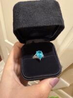 8.37-Carat Pear-Shaped Natural Paraiba Tourmaline Ring: 18K White Gold Setting with Lab-Grown Diamond Accents