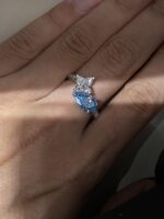 1.5ct & 1.8ct Dual-Stone Ring: Lab-Grown Blue Sapphire + Diamond in 14K White Gold - Image 3