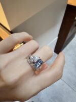 1.2ct Pear & 1.6ct Emerald-Cut Blue Diamond Lab-Grown Ring in 14K White Gold - Image 3