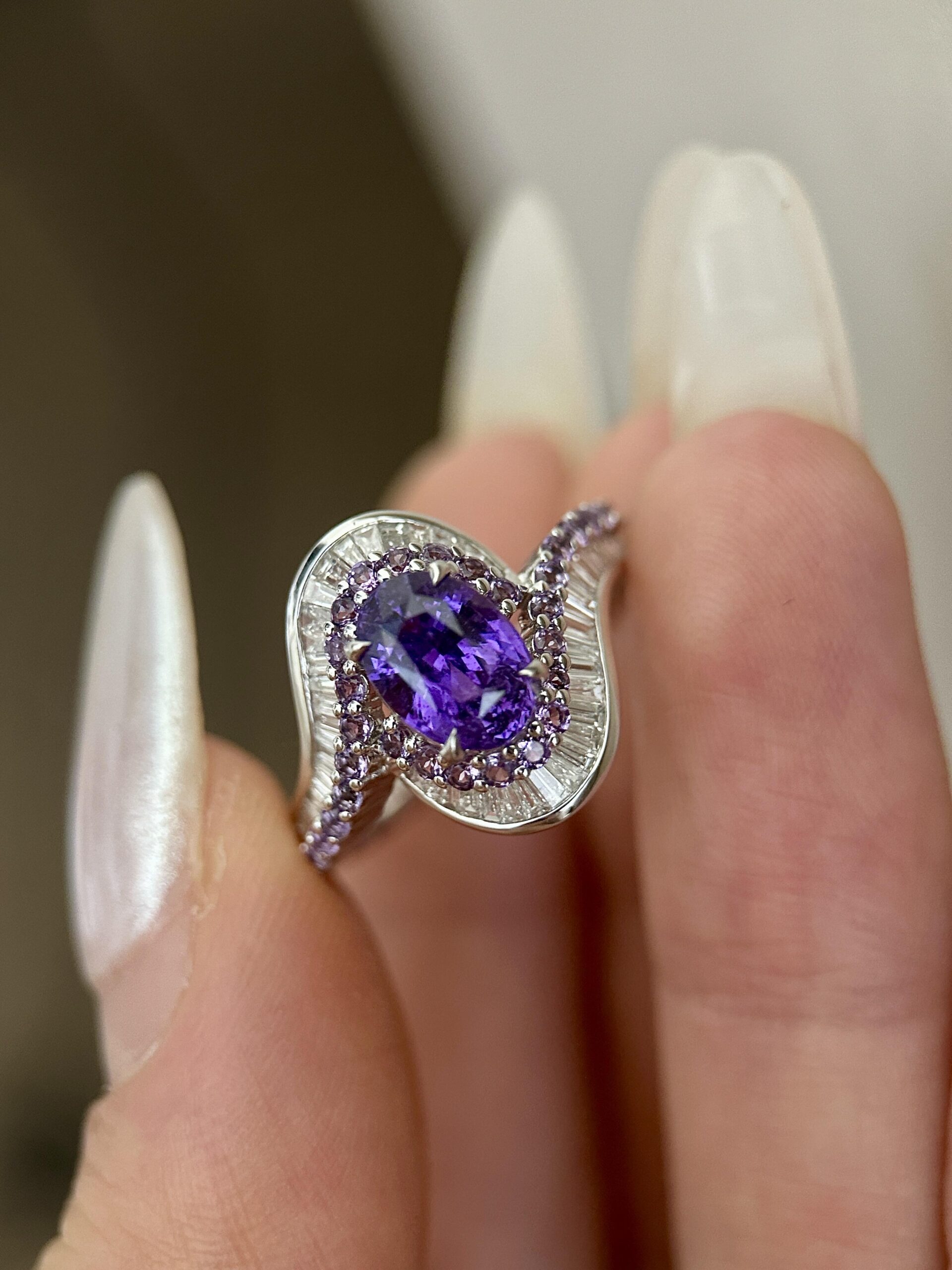 42d314c88570a3785d5d9d2a73b0f690 2.03-Carat Natural Purple Sapphire Ring: VS1 Clarity in 18K White Gold - Image 1