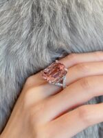 20-Carat Natural Pink Tourmaline Ring: Cushion Cut in 18K White Gold - Image 2