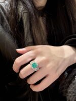 3-Carat Lab-Grown Emerald Ring: Asscher Cut in 18K White Gold Setting - Image 3