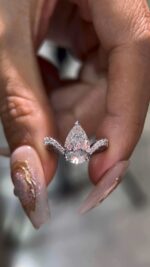 2-Carat Lab-Grown Pear Diamond Ring: D Color, VVS2 Clarity in 18K White Gold