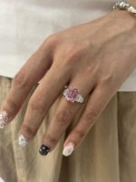 5-Carat Pink Tourmaline Ring: VS1 Clarity with Lab-Grown Diamond Accents in 18K Gold - Image 2
