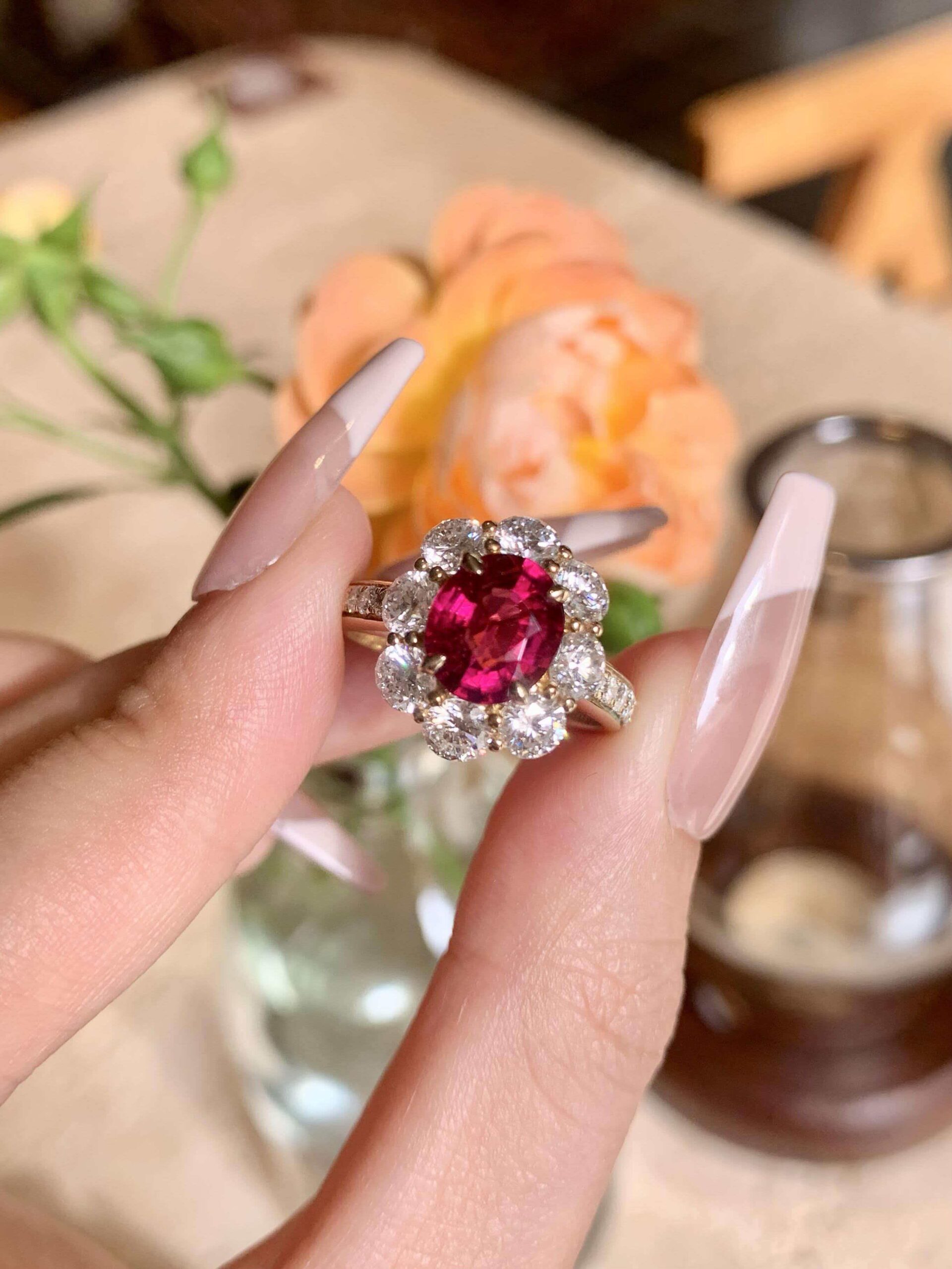 613d891fd3b5c95d79aee020ed36a3a4 3-Carat Myanmar Jedi Spinel Ring: VS1 Clarity with 1.7-Carat Accent Diamonds in 14K White Gold - Image 1