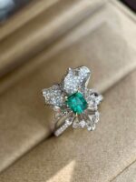 1.2ct Lab-Grown Emerald Floral Statement Ring