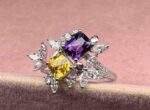 Two 2-Carat Lab-Grown Dual-Sapphire Floral Statement Ring - Image 2