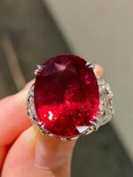 17.8ct Cultured Rubellite Cocktail Ring: Oval-Cut Showstopping Statement Piece