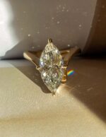 3-Carat Lab-Grown Marquise Diamond Solitaire Ring in 18K Gold