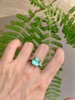 6.4-Carat Natural Tourmaline Three-Stone Ring: Radiant Cut with 0.3-Carat Baguette Lab-Grown Diamonds in 18K Gold - Image 2