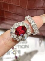 4.1ct Lab-Grown Pigeon Blood Ruby Jewelry Set (Ring + Bracelet) - Image 2
