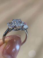 2-Carat Three-Stone Lab Grown Emerald Diamond Ring: E Color, VVS2 Clarity in 14K Gold - Image 3