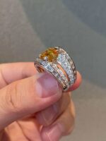 1.74-Carat Lab-Grown Yellow Sapphire Ring: VS1 Clarity with Lab-Grown Diamond Accents in 14K White Gold - Image 2