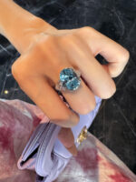9.12-Carat Lab-Grown Santa Maria Aquamarine Ring: Oval Cut in 18K White Gold Setting - Image 2