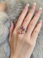 20-Carat Natural Pink Tourmaline Ring: Cushion Cut in 18K White Gold - Image 4