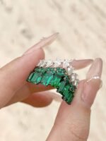 3-Carat Lab-Grown Emerald Ring: With 1-Carat Pear-Cut Lab-Grown Diamonds in 14K White Gold