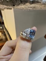 1.2ct Pear & 1.6ct Emerald-Cut Blue Diamond Lab-Grown Ring in 14K White Gold - Image 2