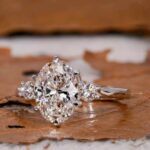 3-Carat Lab-Grown Oval Diamond Three-Stone Ring: 0.3ct Round Accents in 14K White Gold - Image 4