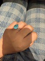8.37-Carat Pear-Shaped Natural Paraiba Tourmaline Ring: 18K White Gold Setting with Lab-Grown Diamond Accents - Image 2