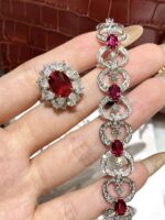 4.1ct Lab-Grown Pigeon Blood Ruby Jewelry Set (Ring + Bracelet) - Image 3
