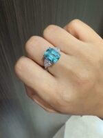 6.75-Carat Cushion-Cut Tourmaline Ring: 14K White Gold Setting with 1.5CT Heart-Shaped Lab-Grown Diamonds - Image 3