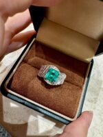 3-Carat Lab-Grown Emerald Ring: Asscher Cut in 18K White Gold Setting