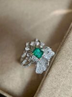 1.2ct Lab-Grown Emerald Floral Statement Ring - Image 3
