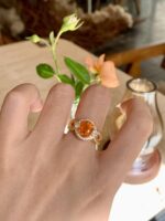 4-Carat Natural Partschinite Ring: Vibrant Orange in 14K Gold - Image 3