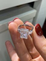 5-Carat Lab-Grown Radiant Emerald-Cut Diamond Three-Stone Ring: D Color, VVS1 Clarity in 18K Gold