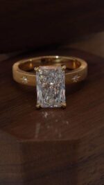 3.86-Carat Lab-Grown Radiant-Cut Diamond Ring: D Color, VVS2 Clarity in 14K Gold