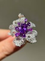 3.00ct Lab-Grown Violet Sapphire Floral Statement Ring - Image 3