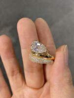 3-Carat Lab-Grown Pear Diamond Ring: D Color, VVS2 Clarity in 14K Yellow Gold