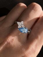 1.5ct & 1.8ct Dual-Stone Ring: Lab-Grown Blue Sapphire + Diamond in 14K White Gold
