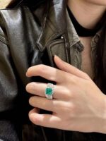 3-Carat Lab-Grown Emerald Ring: Asscher Cut in 18K White Gold Setting - Image 4