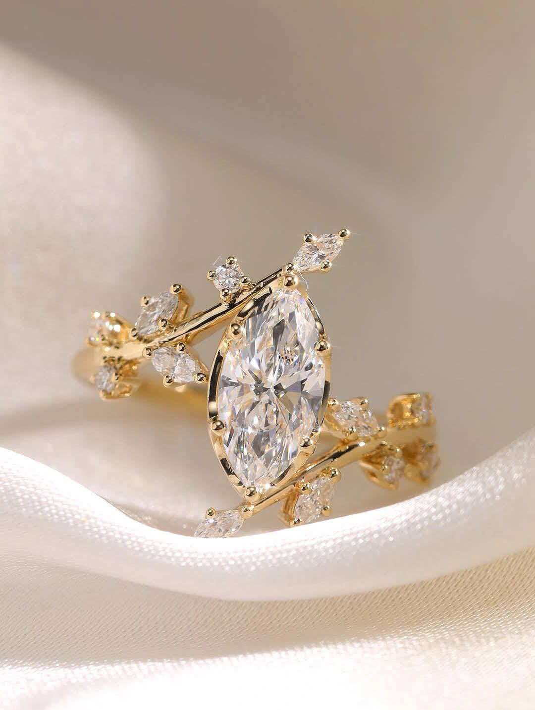 e34bf74056605cd526b8d44b0011f5fb 1.5-Carat Lab-Grown Marquise Diamond Twig Statement Ring - Image 1