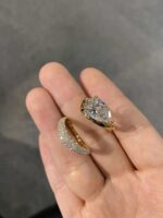 3-Carat Lab-Grown Pear Diamond Ring: D Color, VVS2 Clarity in 14K Yellow Gold - Image 2
