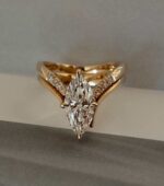 2-Carat Lab-Grown Marquise Diamond Ring: E Color, VS1 Clarity in 14K Gold