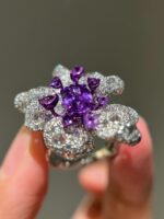 3.00ct Lab-Grown Violet Sapphire Floral Statement Ring