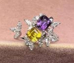 Two 2-Carat Lab-Grown Dual-Sapphire Floral Statement Ring