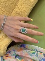 4.95-Carat Cushion-Cut Green Tourmaline Ring: VS1 Clarity with Star Orbit Design in 14K White Gold - Image 3