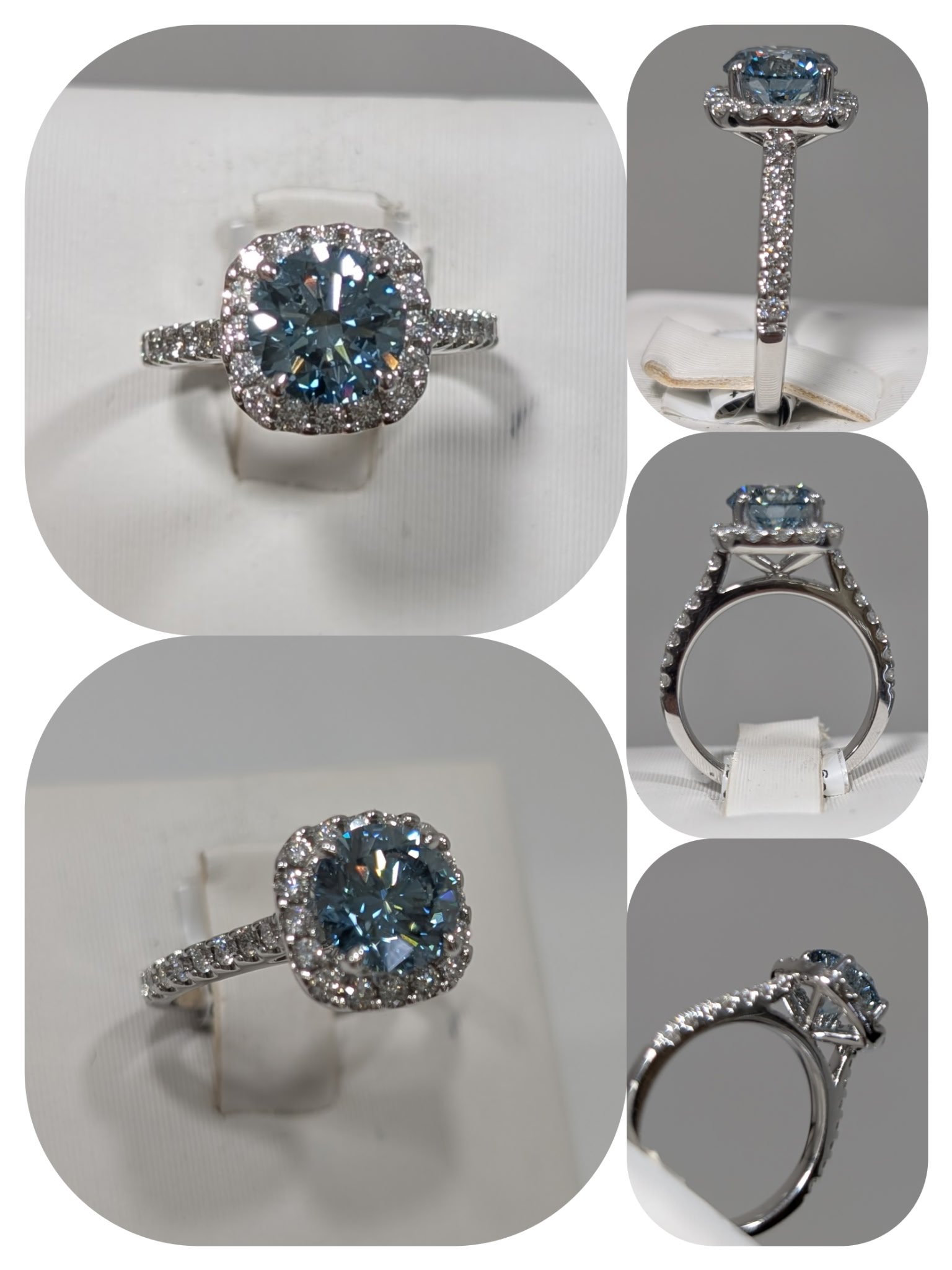 Laboratory grown blue round diamond rings – Kane Jewelry